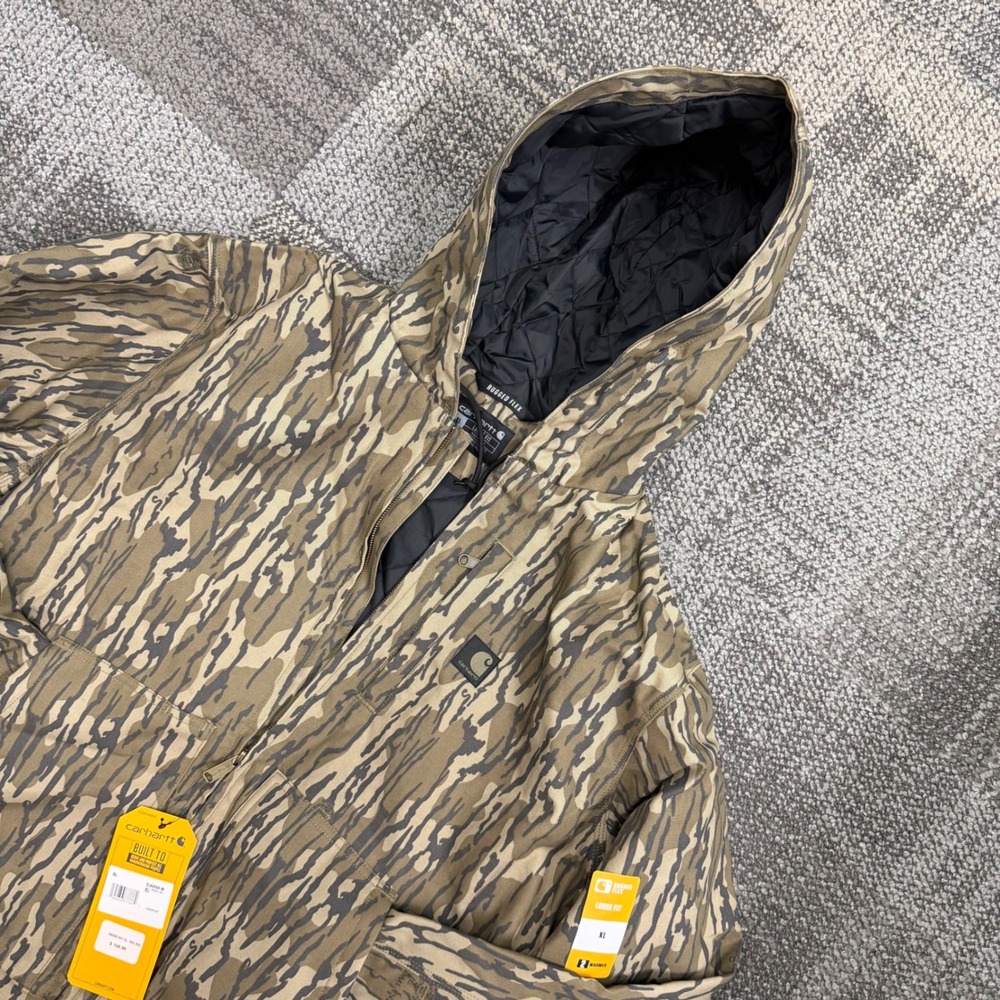 Carhartt Rugged Flex Duck Active Jacket Mens XL Camo Mossy Oak Bottomland Hooded